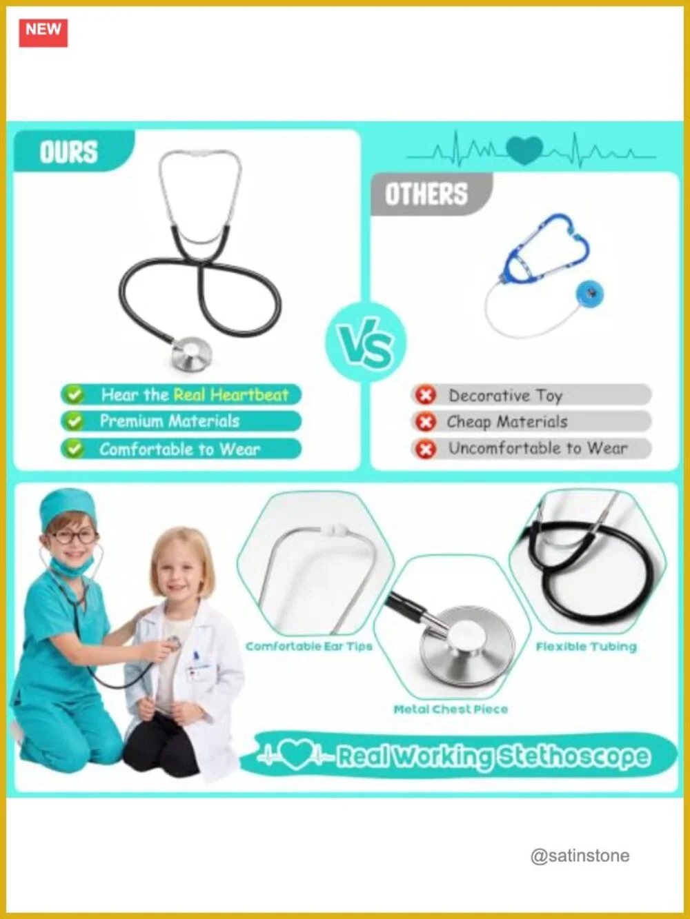 Kids Doctor Costume 10pc Pretend Play Nurse Set with Lab Coat Stethoscope